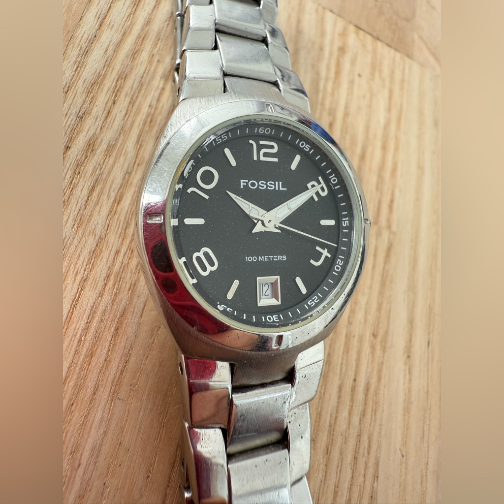 Fossil Ladies Black Dial Stainless Steel Watch New Battery